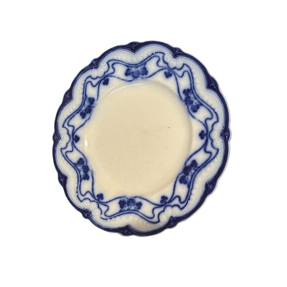 2 Antique Stanley Pottery Flow Blue Paris 9" Plates + Plate hangers New Wharf - Picture 3 of 16